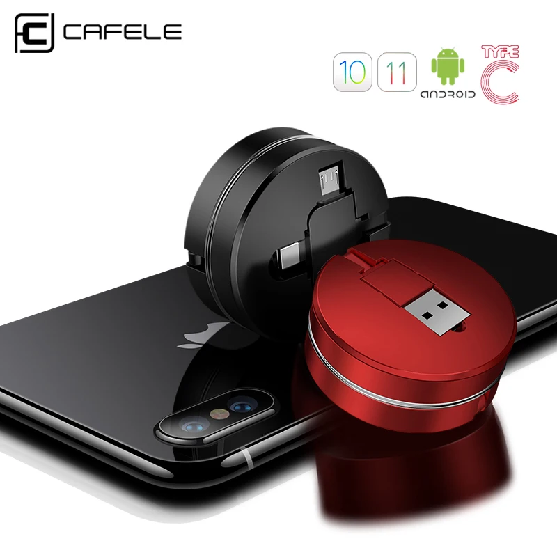 Cafele 3 в 1 USB кабель type C Micro USB C кабель для iPhone зарядное устройство Выдвижной зарядный шнур для iPhone huawei Xiaomi Синхронизация данных