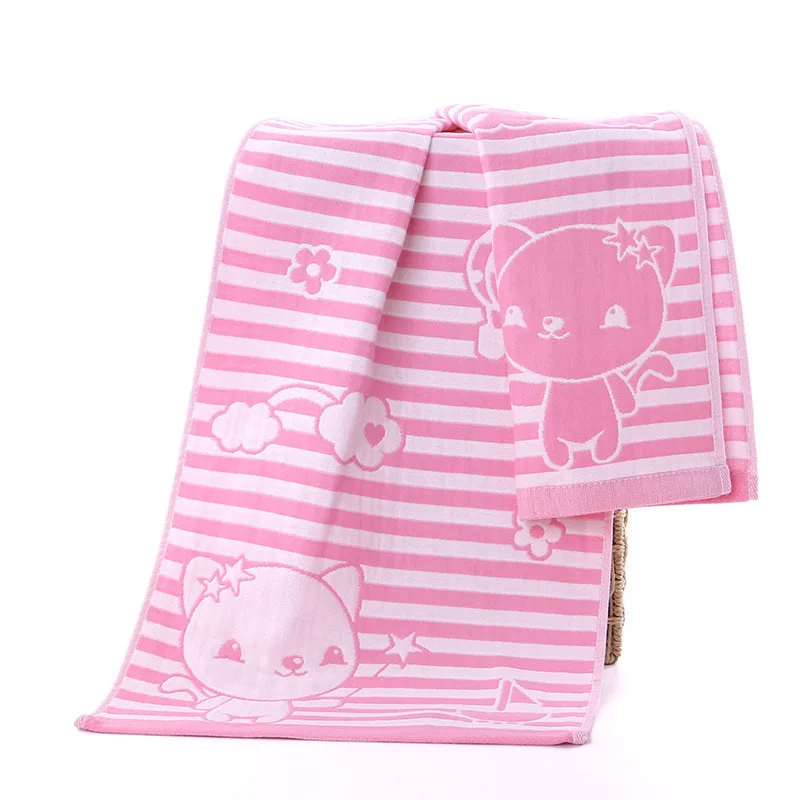 

34X76cm 100% cotton towel. Children's cute cartoon 3 layers of gauze towels. Adult Water absorption towel