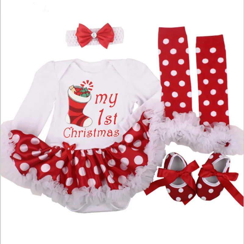 En Ligne Costumes de noël Pour Bébé Tissu Infant Toddler Filles Premier Noël Tenues Nouveau Né De Noël Barboteuse vêtements Ensemble cadeau d anniversaire