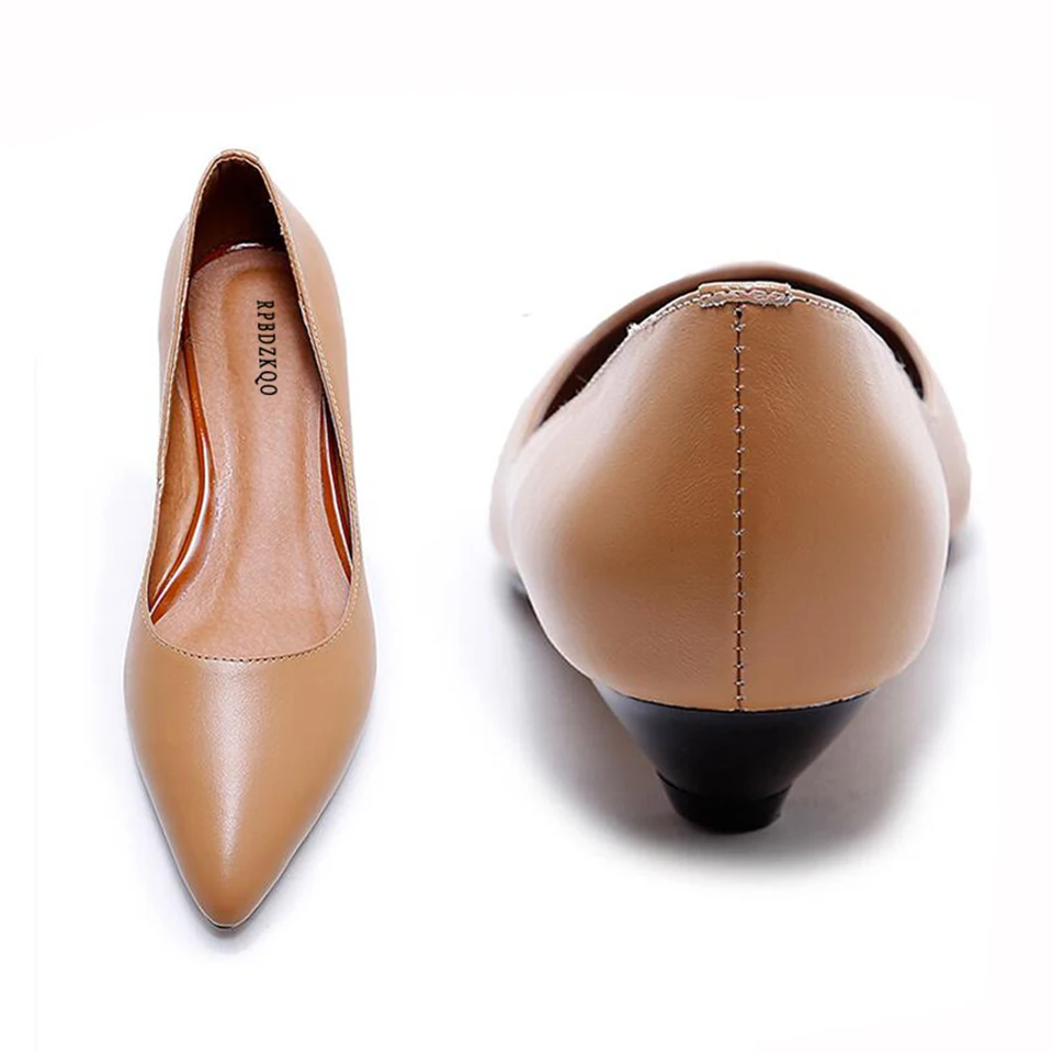 Цвет коричневый, Размер 4, 34, черный; официальная обувь с острым носком; туфли-лодочки из натуральной кожи; элегантная обувь; женские офисные туфли-лодочки на низком каблуке