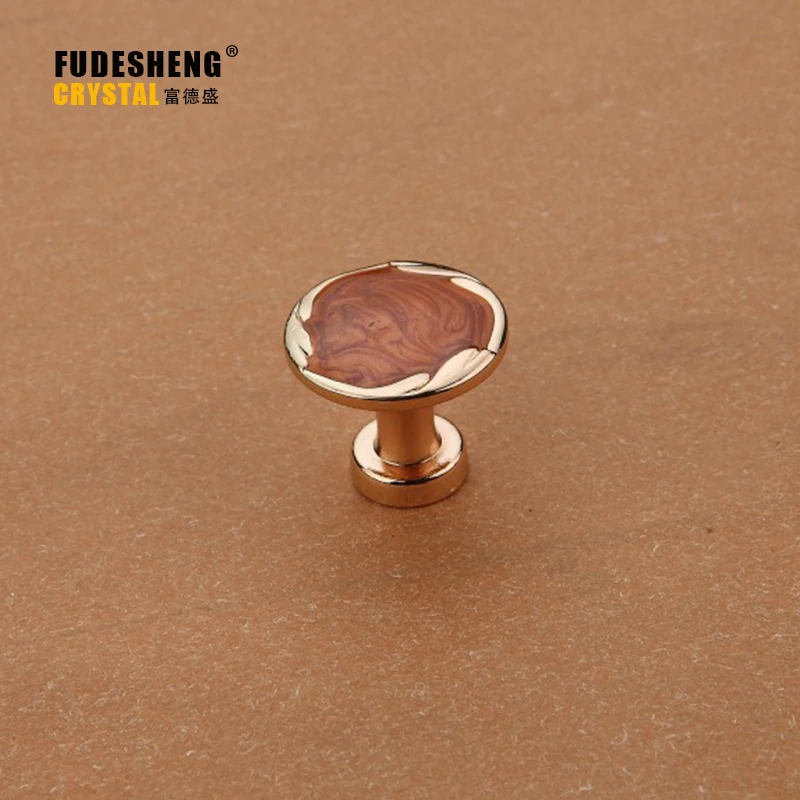 

European-style Amber Circular Hole Handle Wardrobe Cupboard Drawer Handle Gilded Amber Handle Hole Knobs