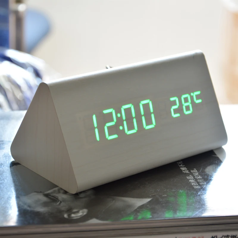 FiBiSonic деревянный светодиодный часы, Деревянный Будильник Календарь Термометр для подарка, управление звуками цифровые часы& Despertador
