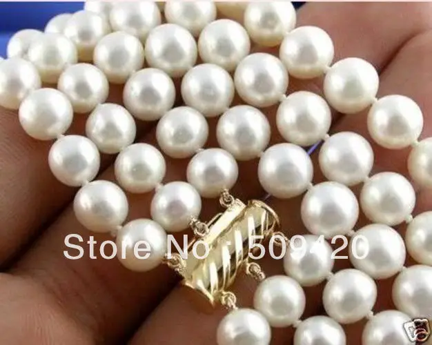 

Free Shipping8-9MM 3Rows white Akoya Cultured Pearl Necklace