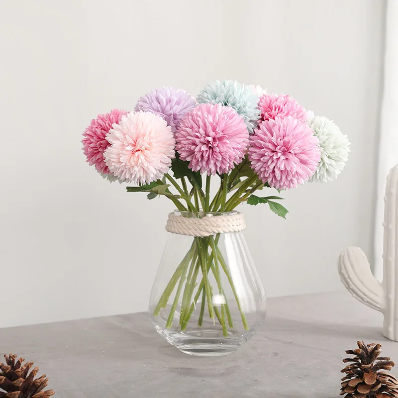 

10pcs/lot simulation silk dandelion artificial flowers farmhouse decor wedding arragement decoration ball fake flower ball