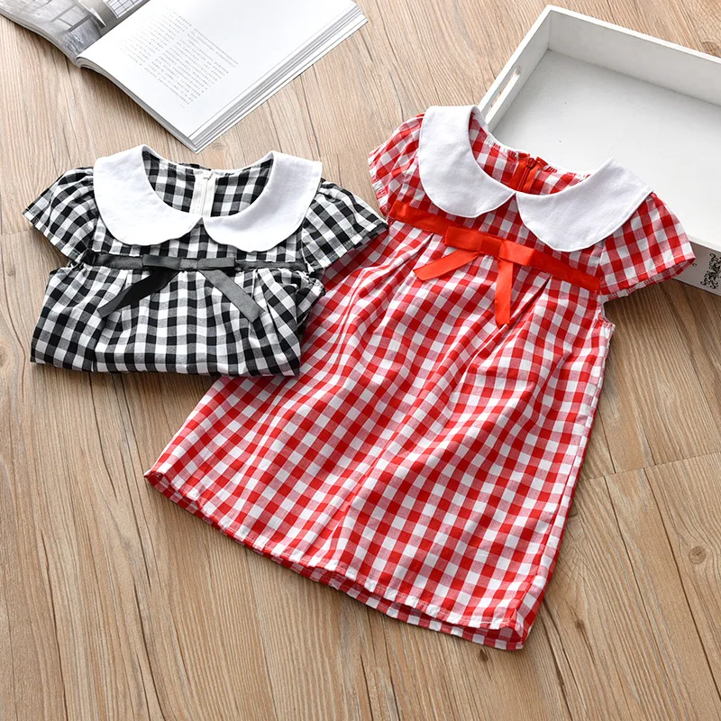

Children's Dress Girl's Red and White Dresses Summer New Baby Pure Cotton Dress 0-6 Years