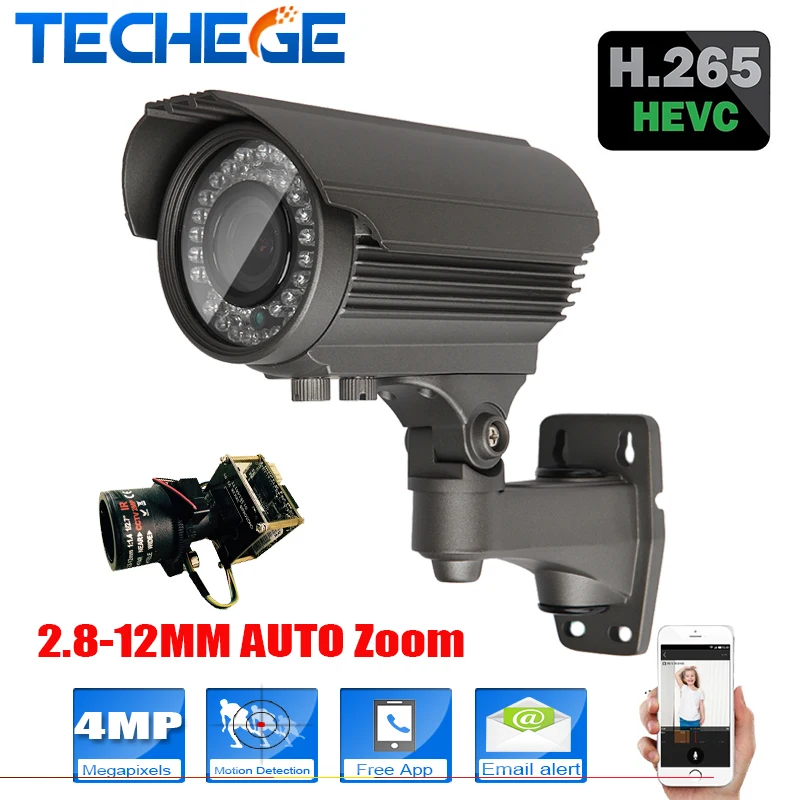  1/3"OV4689 HD 4.0MP  H.265 / H.264 compression security 2.8-12MM ZOOM LENS 2592*1520 ip camera outdoor weatherproof bullet style 