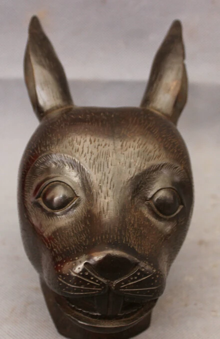 

JP S0606 Famous Chinese Bronze Copper Animals Folk Year Zodiac Rabbit Head Statue