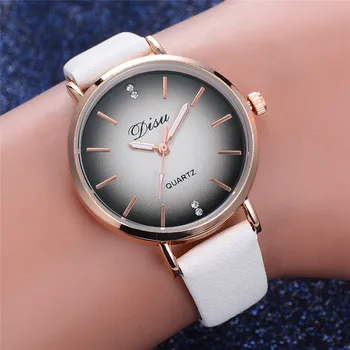 

Women Luxury Watches Disu Brand Discolor Dial Dress Sport Quartz Wristwatch Ladies Classic Leather Business Clock Watch Women