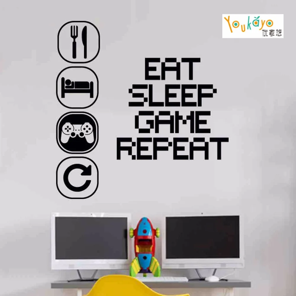 

Eat Sleep Play Wall Sticker Mural Vinyl Decal Children room gamers art teenager