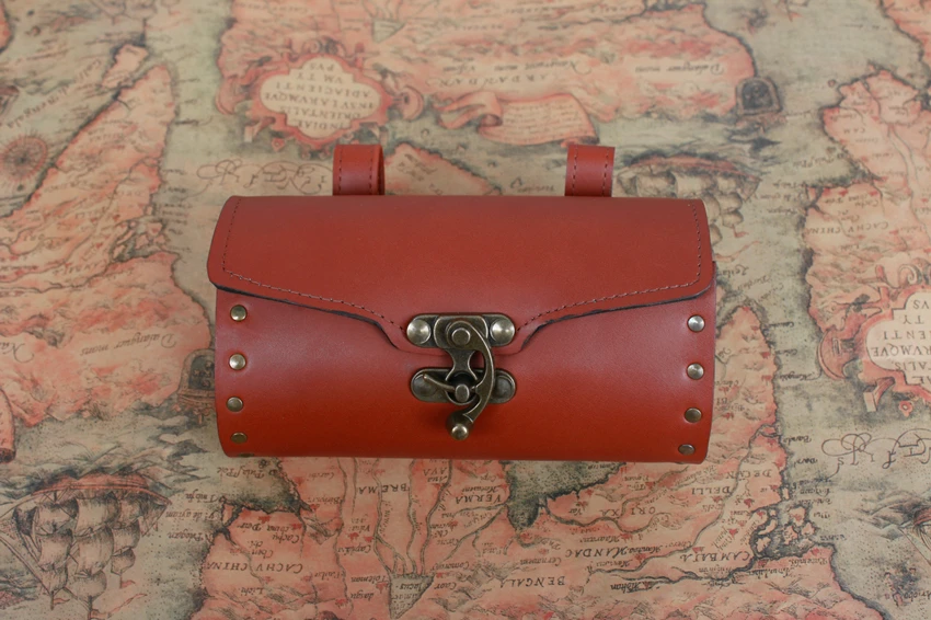 Top Vintage old bicycle faux saddle genuine leather cushion bag brooks bag hangback tool bag Leather saddle bag, bicycle handle 1