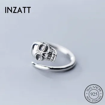 

INZATT Real 925 Sterling Silver Vintage Skull Opening Ring For Fashion Women MInimalist Line Ring Fine Jewelry Accessorie 2019