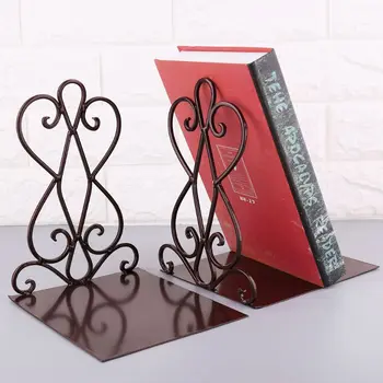 

1 Pair Portable Metal Bookends Book Stand Holder Desktop Rack Shelf For Home Office Supplies