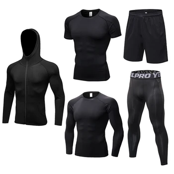 

YEL Men Breathable Fitness Sport Suit Basketball Soccer Football Tennis Fitness Gym Tight Tracksuit For Men Running Set