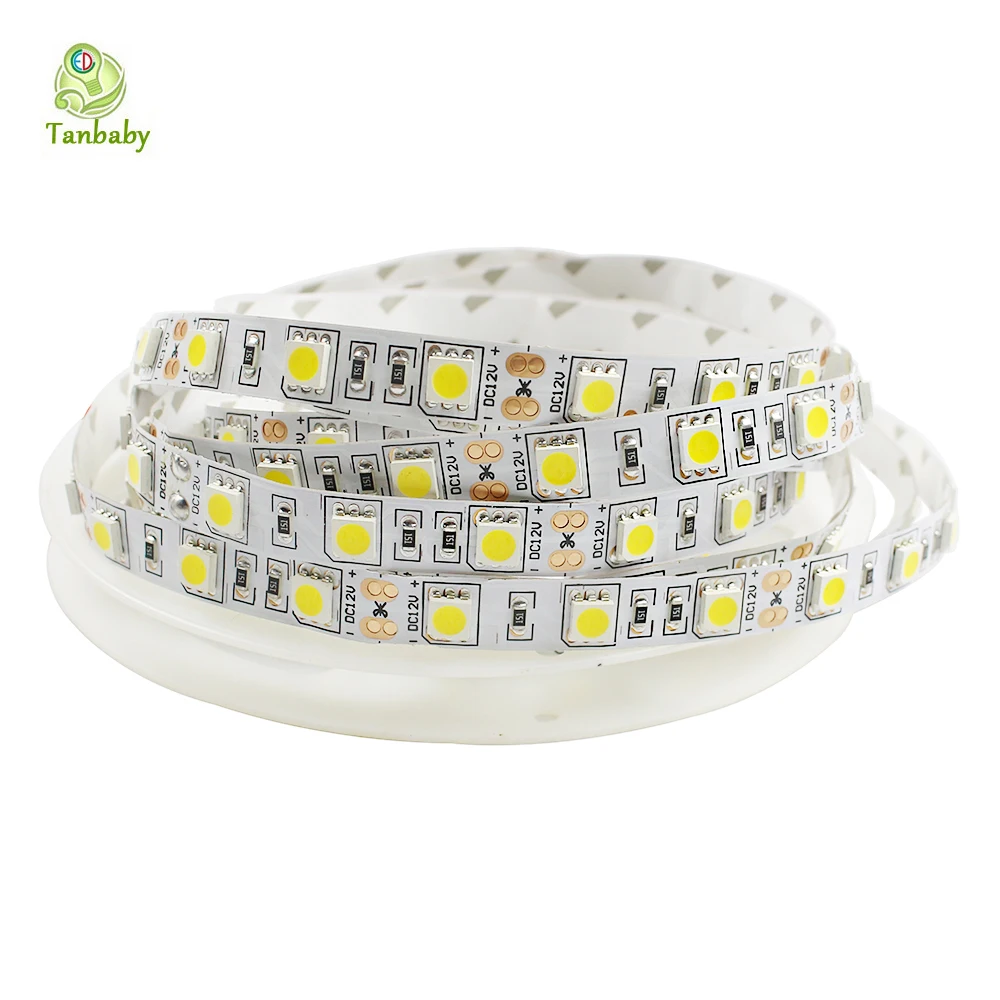SMD 5050 Светодиодная лента DC12V 4000K природа белая светодиодная гибкая не