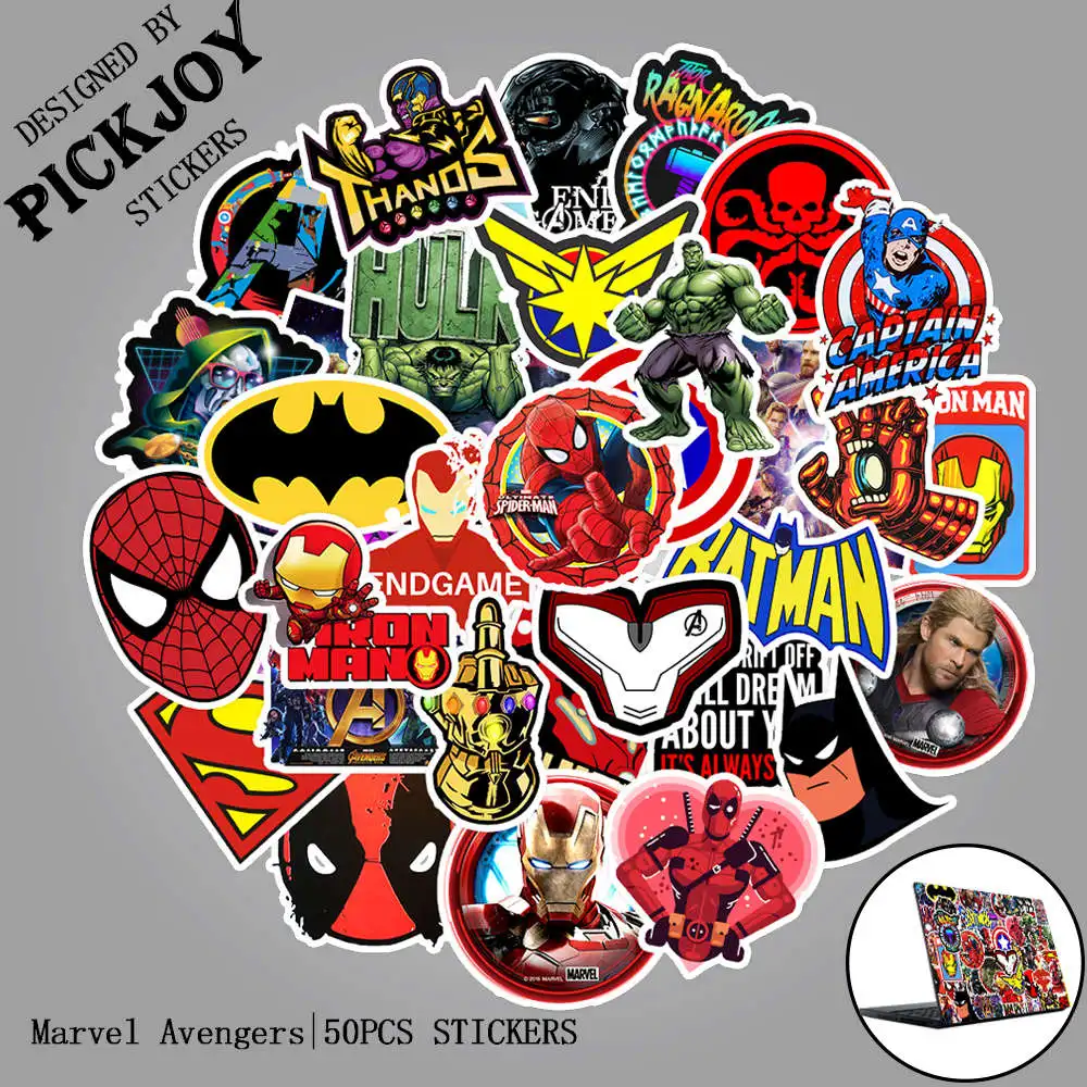 

50pcs/Pack Marvel Avengers Movie Stickers Super Hero Cool Stickers Luggage Laptop Motorcycle Phone Waterproof Toy Stickers Gifts