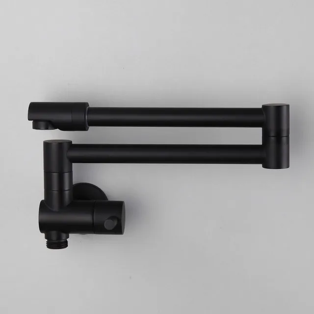 ก๊อกน้ำห้องครัวพับได้ Kitchen Sink Mixer Tap ทองเหลืองสีดำ/ทอง/Chrome 360 องศาเย็นติดผนังหมุน bidet tap 4