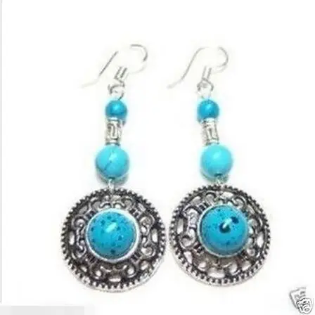 

Wholesale price 16new ^^^^Fancy Jewellery Tibet Silver Turquoise Bead Earring