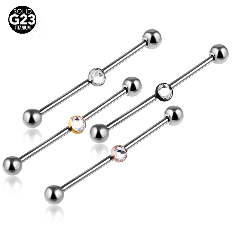 1pc titânio piercing industrial gem helix barbell piercing andaime anel