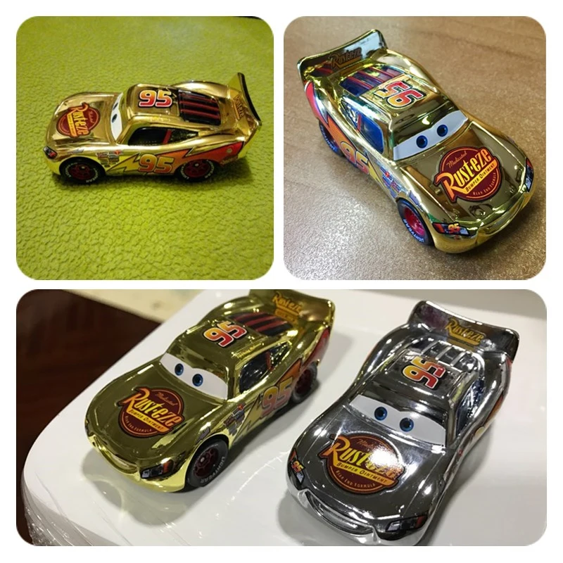 Disney Pixar Cars золотые серебристые McQueen 1:55 литой металлический сплав модель