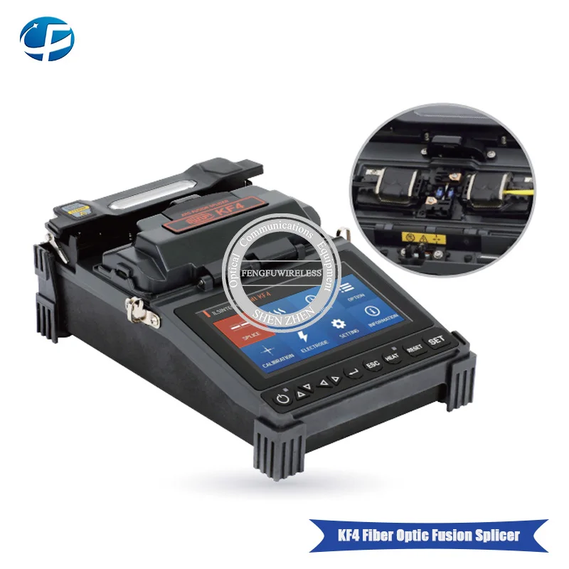 Английское меню FTTH производство Кореи, для ткани fusion splicer KF4 оптический кабель автоматический сенсорный экран оптический сплайсинга машина с тепловой стриптизершей