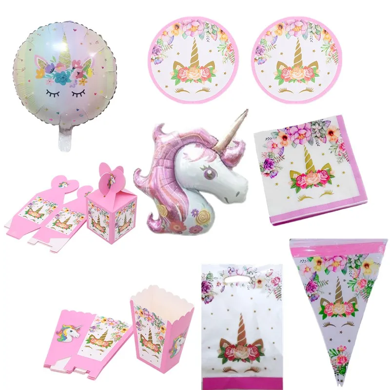 

OLOEY Unicorn Party Decor Birthday Party Decoration Kids Unicorn Theme Paper Hat Napkins Plate Girl Happy Birthday Gifts Sets