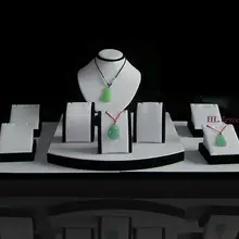 Витрина ювелирных изделий включает воротник с ожерельем с подвесками дисплей и плинтус ювелирные изделия incounter Организатор Чехол белый PU кожзам