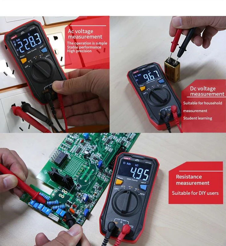 UNI-T 4000 отсчетов Мини цифровой жилой мультиметр EBTN цветной экран дисплей AC/DC напряжение Температура ток/NCV тестер