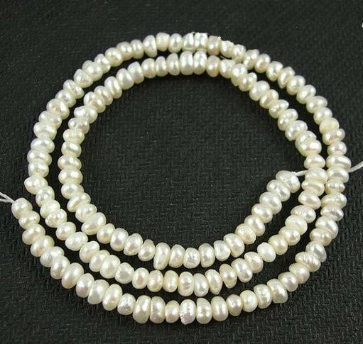 

Unique Pearls jewellery Store Corn Potato Real White Freshwater Pearl Loose Beads 4-5mm One Full Strand YLS1-0013