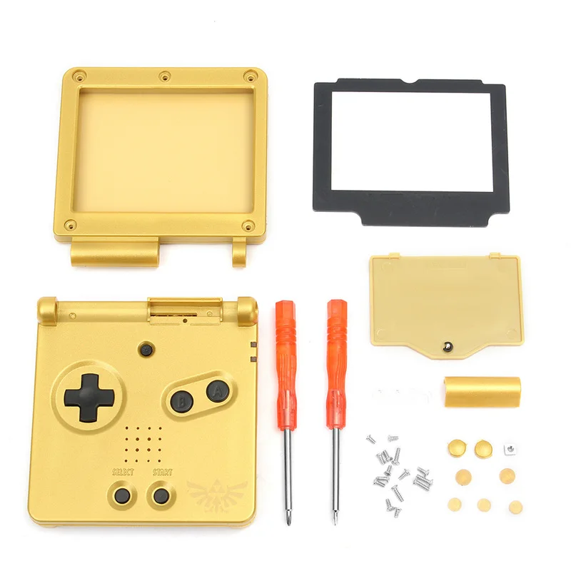 1 Set Golden Full Housing Shell Replacement Case+Screen Cover+Tool For Nintendo For Gameboy Advance SP For GBA SP