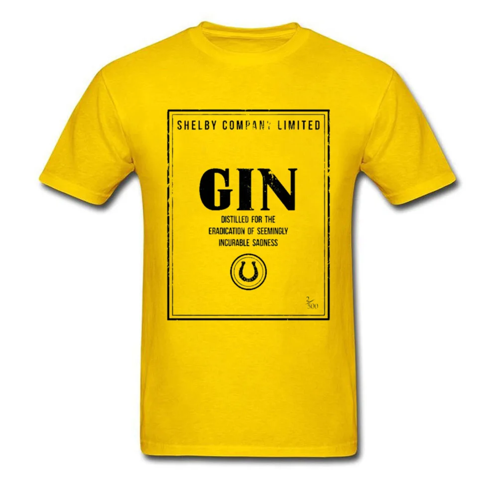 Brand New Men T Shirts O Neck Short Sleeve 100% Cotton Summer Tops Tees Customized T Shirt Drop Shipping Shelby Company Limited Gin Label Peaky Blinders yellow