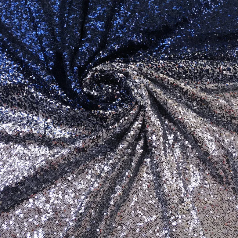 Цвета постепенное Чистая Пряжа Bling Sequins ткань для женщин банкетное платье 50х130