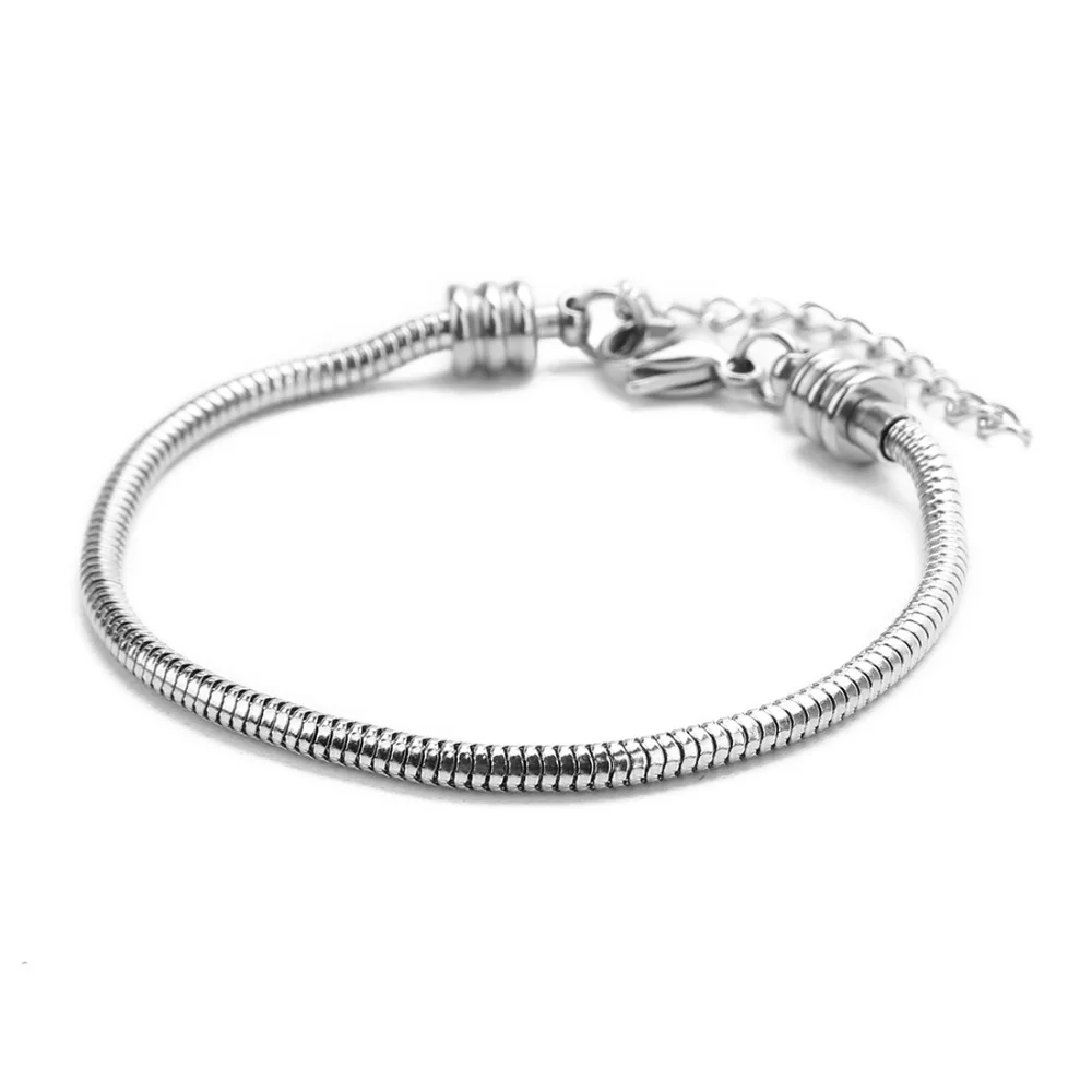 1pc/lot Stainless Steel Snake Chain Extender Bracelet European Charm