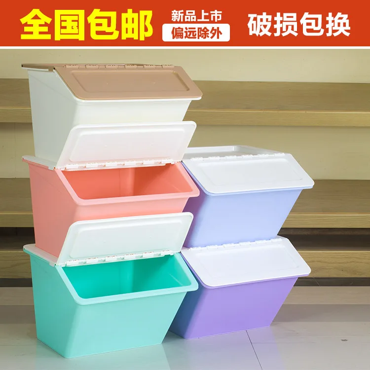 Free shipping thick plastic storage box large clothing toys children covered sorting green glove | Дом и сад