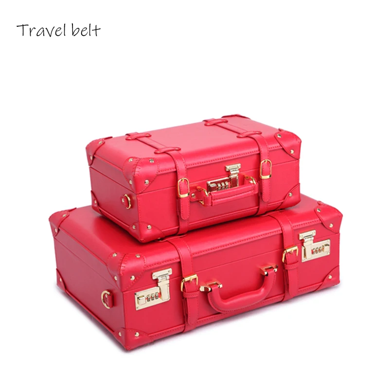 

Chinese red fashion vintage suitcase High quality PU Travel Bags Women's short-distance travel shopping essential backpack