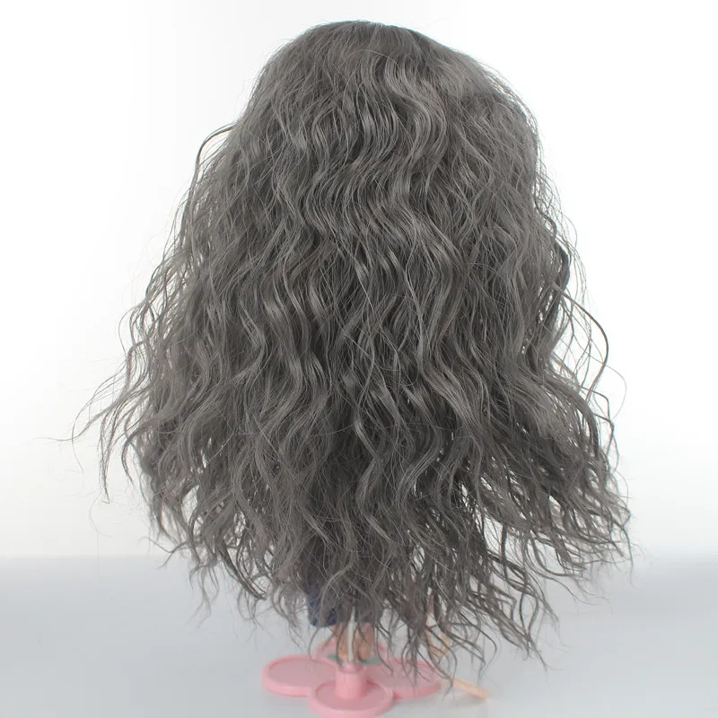 Высокое качество синтетического волокна длинные афро темно серый парики для Blyth парик для кукол только