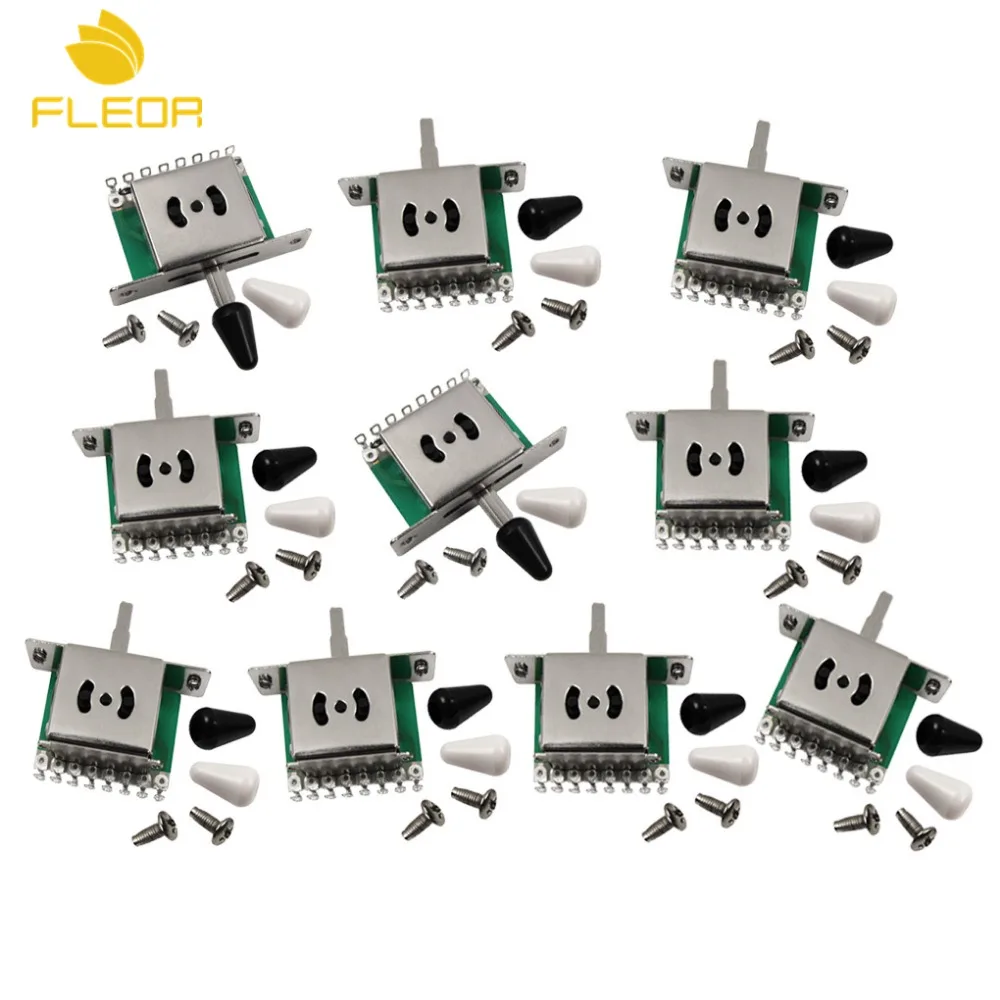 

FLEOR 10pcs Guitar Switch 5 Way Guitar Pickup Selector Switch with Black/White Tips for Guitar Accessories