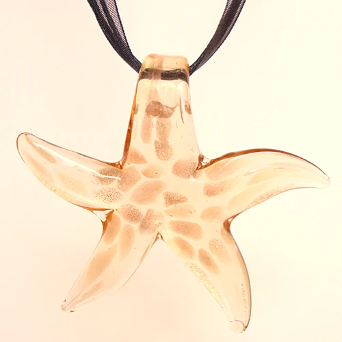 RED SNAKE Murano Glass Champagne Starfish Pendant Necklaces