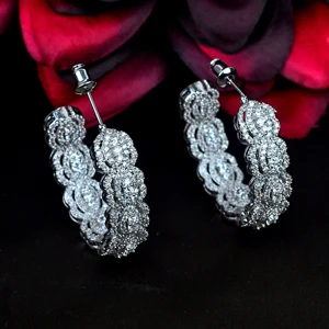 HIBRIDE, дизайн, прозрачные серьги-гвоздики с микро кубическим цирконием для женщин, Модный цветочный дизайн, цена E-842 - Окраска металла: Platinum plated
