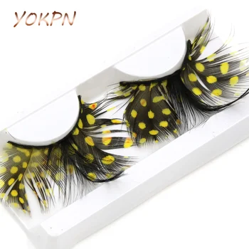 

YOKPN Makeup False Eyelashes Exaggerated Stage Art Fashion Fake Eyelashes Orange Feathers Makeup Lashes