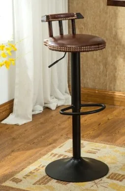 Американский барный стул. Поднимающийся вращающийся стул из твердой древесины. Табурет для ног. Кофе стул