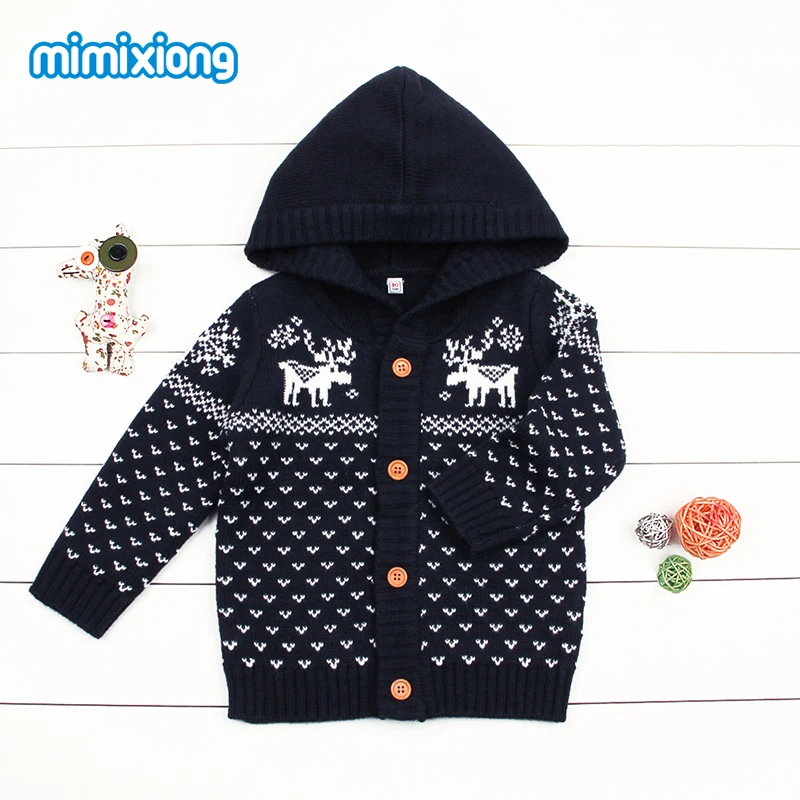 

Children's Sweaters Christmas Reindeer Crochet Girls Cardigans Cartoon Autumn Knit Baby Boys Jackets For Newborns Winter Costume