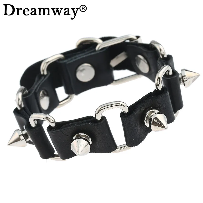 Cuspidal Spikes Rivet Stud Wide Cuff Leather Bracelets Punk Gothic Rock