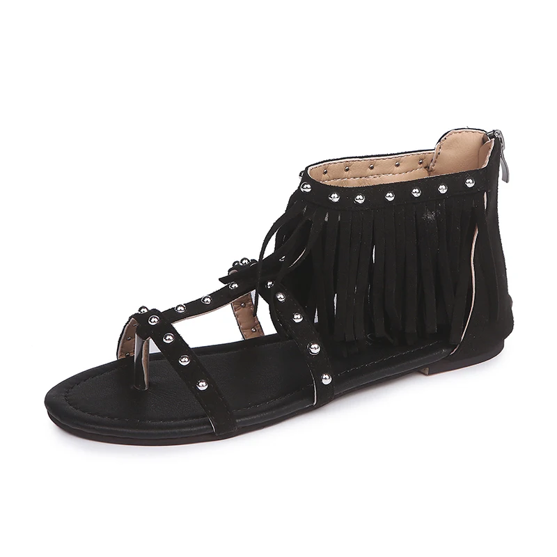 Nova-moda-das-Mulheres-Sapatos-Sand-lias-de-Ver-o-Borlas-Sapatos-Baixos-Confort-veis-Tamanho