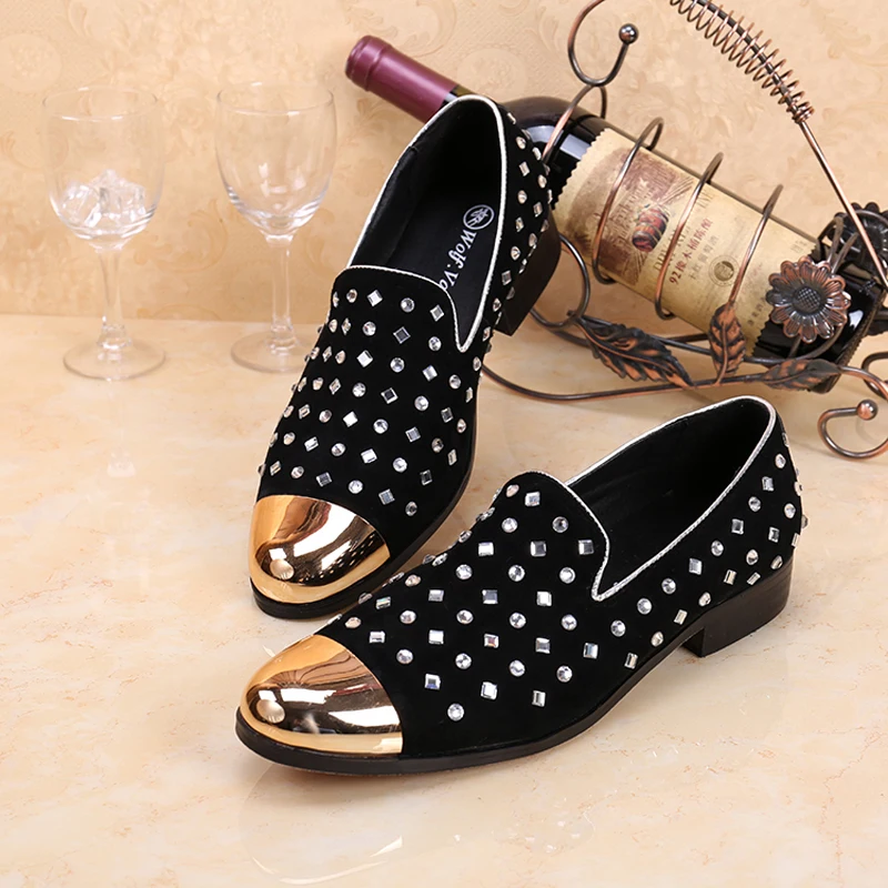 Online Get Cheap Red Gold Black Dress Shoes Men -Aliexpress.com Red Bottom Black Breathable Men Dress Shoes Slip-On Genuine Leather Men FLat Gold Head - Online Get Cheap Red Gold Black Dress Shoes Men -Aliexpress.com