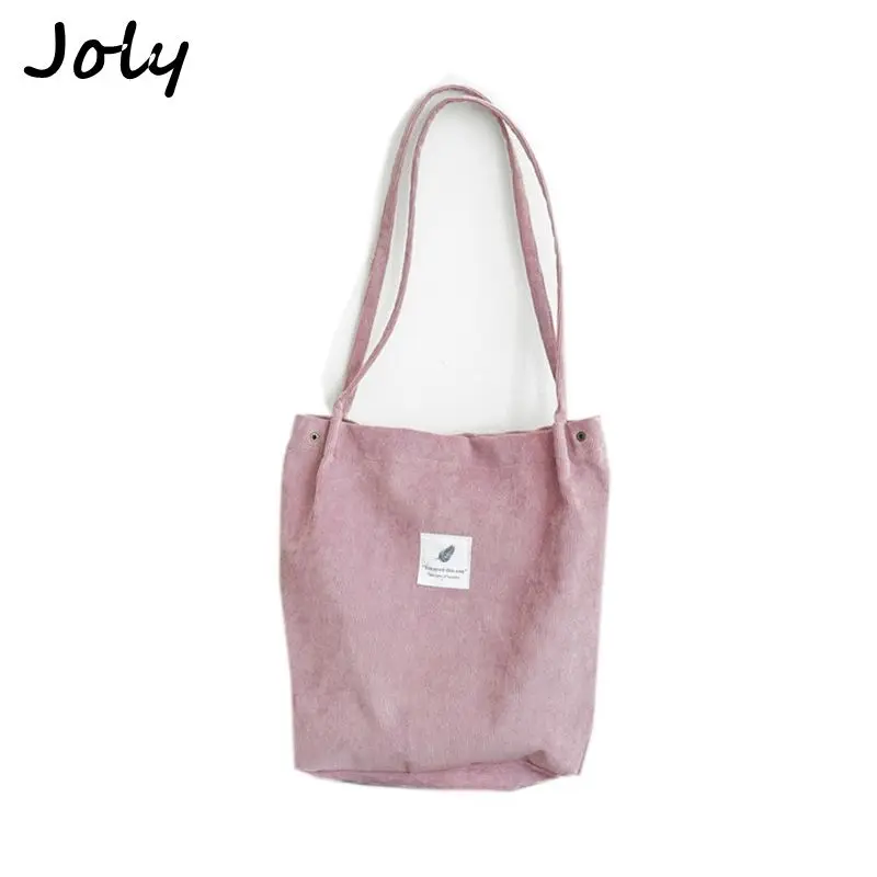 

2018 Women Corduroy Canvas Tote Ladies Casual Shoulder Bag Foldable Reusable Shopping Bags Beach Bag Female Cotton Cloth Handbag