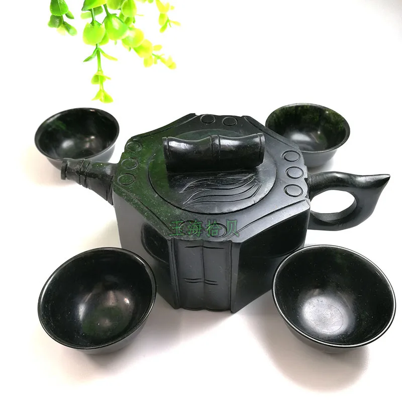

Chinese kung fu tea tea with natural jade teapot and tea cup A set