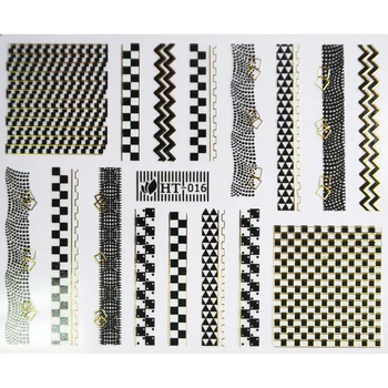

1X SELF ADHESIVE BLACK WHITE GOLD SILVER METAL NAIL ART STICKER DECAL SLIDER LACE CHESS BOARD CHAIN GUITAR PIANO HT16-18