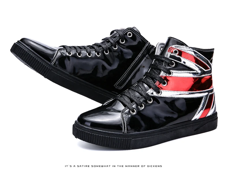 Brand Boots Men Glittering Leather Shoes Fashion Sneakers Waterproof Male Casual Ankle Boot Street Style Canvas Bot (13)