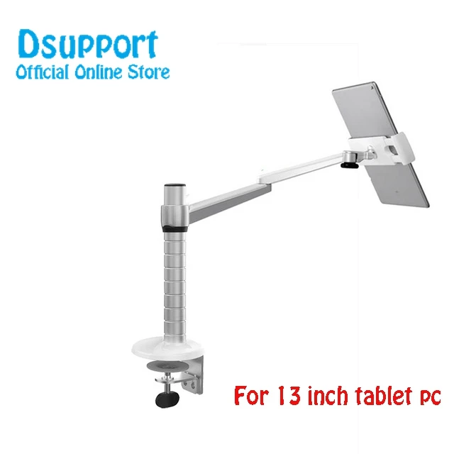 Dsupport-Aluminum-Alloy-Height-Adjustable-Double-Arm-7-13-Tablet-PC-holder-Desktop-Clamping-360-Rotation