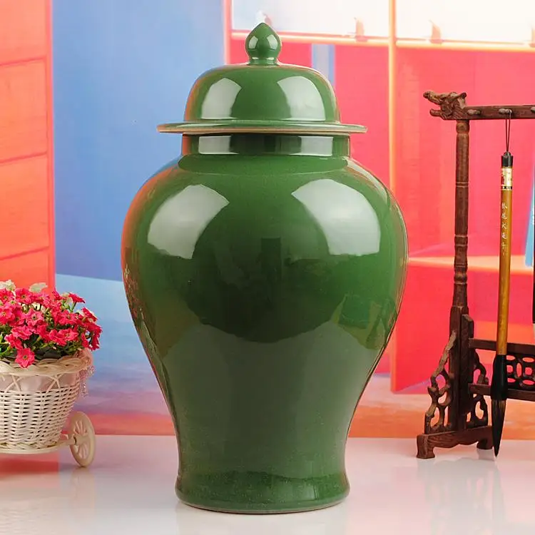 Green Glazed Temple Jars Antique Chinese Ceramic vase ...